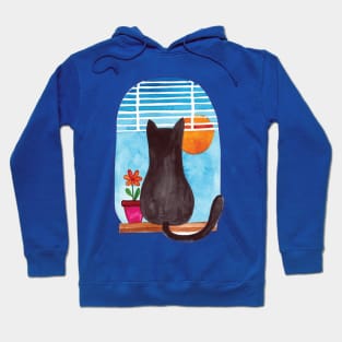 Cat looking out window Hoodie